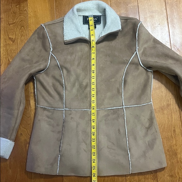 Vintage Y2K FU DA New York Tan Faux Suede Sherpa Lined Jacket Fleece Gorpcore - Picture 5 of 8